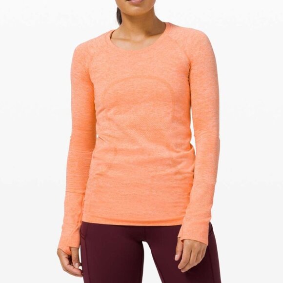 Lululemon Swiftly Tech Long Sleeve 2.0 Amber Orange / White - Picture 2 of 13